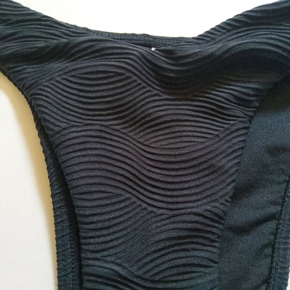 Seafolly Ribbed High Cut Bikini Swimsuit Bottom Size 2 Black New - Picture 10 of 10